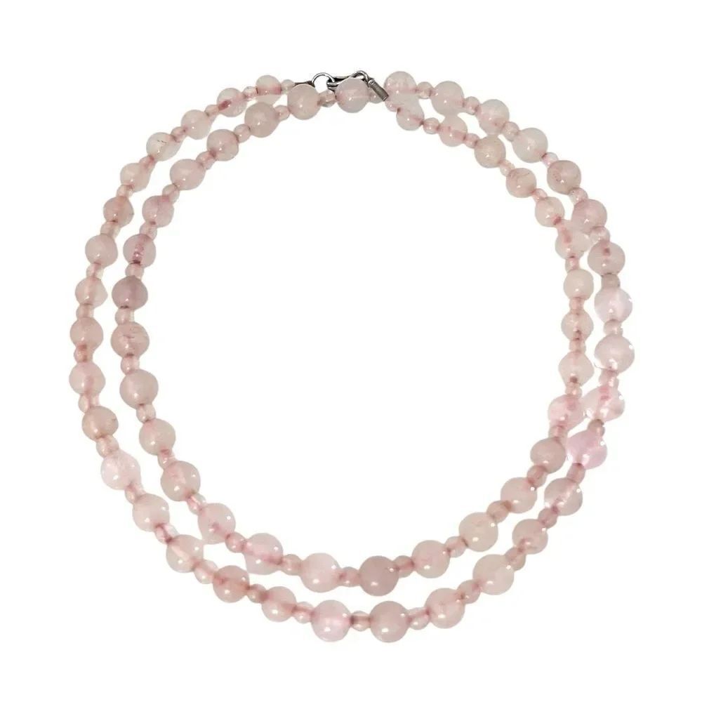 Vintage Pink Rose Quartz Beaded Necklace